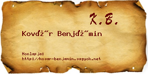 Kovár Benjámin névjegykártya
